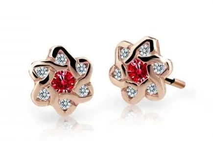 Cutie Jewellery Dětské náušnice z růžového zlata C2149-30-X-4 červená