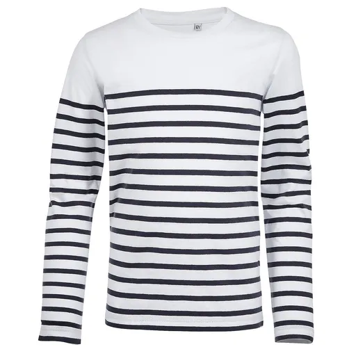 SOL'S Dětské pruhované tričko s dlouhým rukávem Matelot - Bílá / tmavě modrá | 8 let