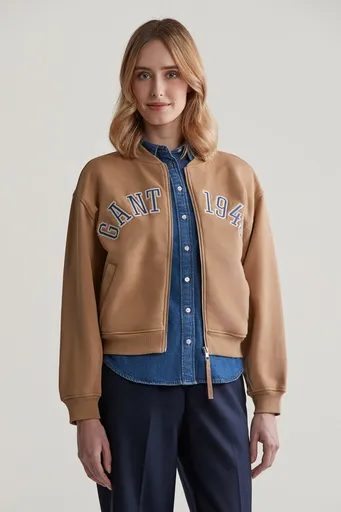 MIKINA GANT 1949 ARCH BOMBER SWEAT CARAMEL BEIGE