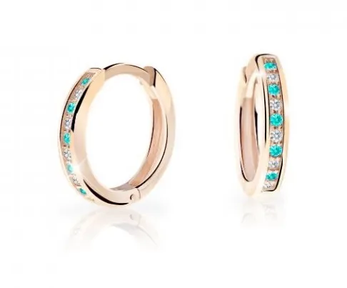 Cutie Jewellery Nadčasové kruhové náušnice z růžového zlata C3343-80-X-4 světle zelená