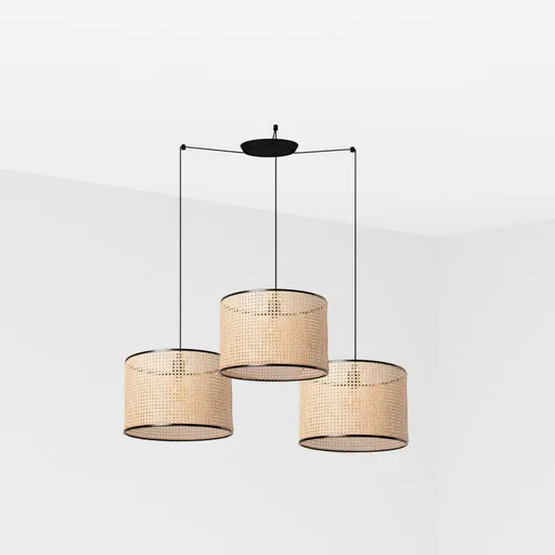 FARO MAMBO závěsné svítidlo, černá/ratan, pr.450 3L