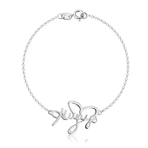 Náramek ze stříbra 925 - lesklý nápis "Always" a kontura srdíčka