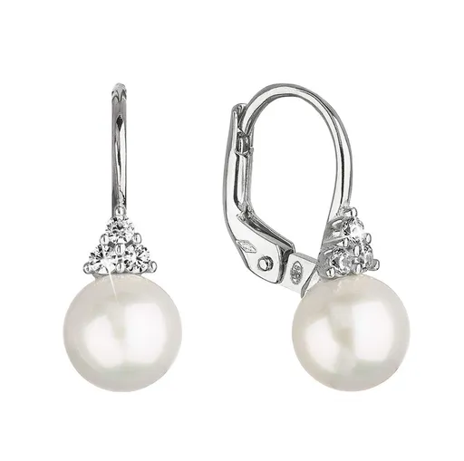 Evolution Group - Pavona Luxusní zlaté náušnice s pravými perlami a čirými zirkony 81PZ00024