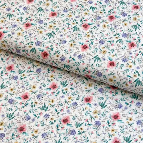 Bavlněná látka Flowers Tara off white design B digital print