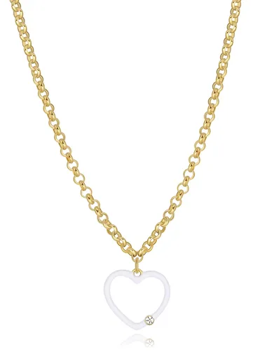 S'Agapõ Pozlacený dámský náhrdelník s bílým srdcem Vibes SVB09