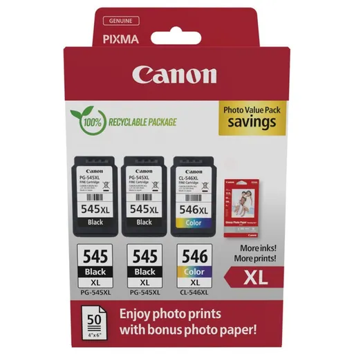 CANON PG-545-XL - originální cartridge, černá + barevná, 2x15ml/1x12,6ml