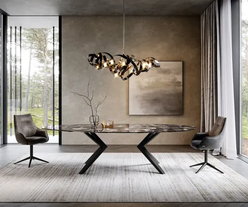 Jídelní stůl Edge Oval 280x130 keramika Iris FMG Agatablack