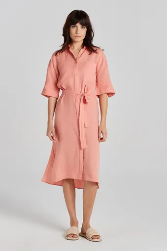 ŠATY GANT REL LINEN SS SHIRT DRESS PEACHY PINK