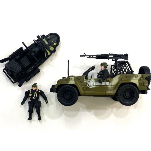 Alltoys Vojenská sada a 2 figurky skútr a auto