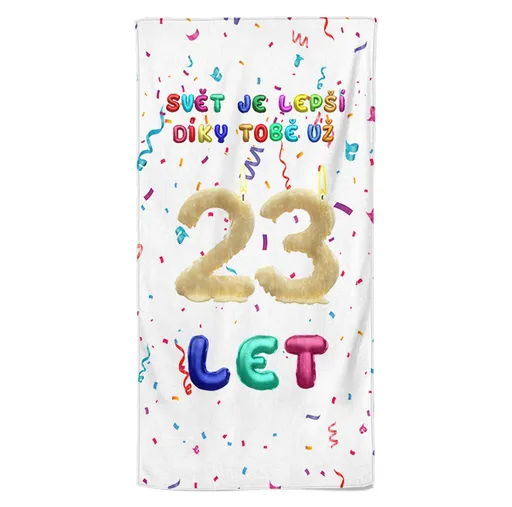 Osuška Svět je lepší díky tobě (věk: 23, Velikost osušky: 100x170cm)