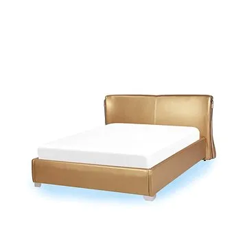 BELIANI kožená s LED osvětlení 140 × 200 cm zlatá PARIS (beliani_212350)