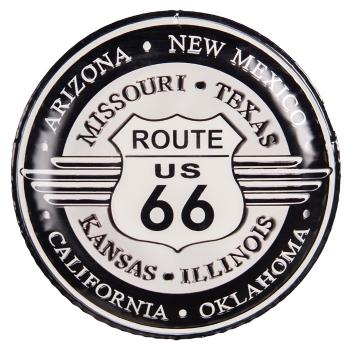 Nástěnná kovová cedule na zeď Route 66 - Ø 35*2 cm 6Y5010