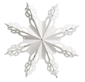 Bílá antik kovová nástěnná dekorace sněhová vločka Snowflake - 53*6 cm 52075401