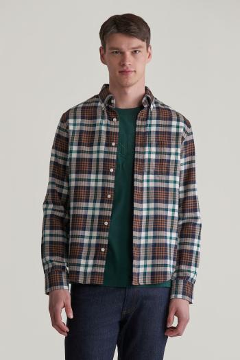 KOŠILE GANT REG FLANNEL PLAID SHIRT CACAO