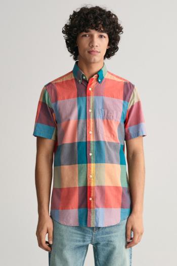 KOŠILE GANT REG INDIAN MADRAS SS SHIRT PUMPKIN ORANGE