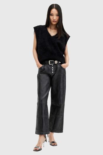 Bavlněné kalhoty AllSaints TAY CARPENTER černá barva, široké, medium waist, W022EB