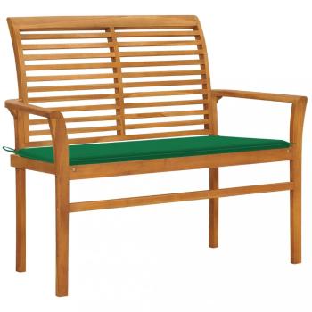 Zahradní lavice se zelenou poduškou 112 cm masivní teak