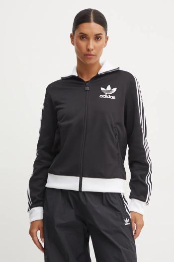 Mikina adidas Originals Adicolor dámská, černá barva, vzorovaná, IW3174