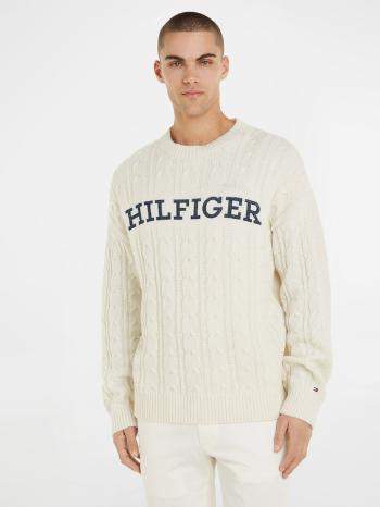 Tommy Hilfiger Cable Monotype Crew Neck Svetr Bílá