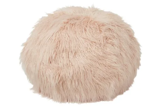Růžový chlupatý pouf  Yetty - Ø 55*55 cm J-Line by Jolipa