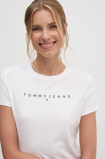 Bavlněné tričko Tommy Jeans bílá barva, DW0DW18398