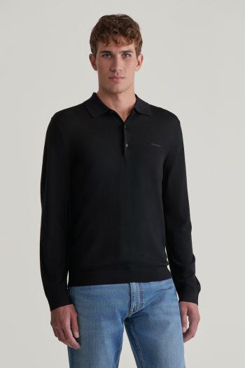 SVETR GANT EXTRAFINE MERINO WOOL POLO BLACK