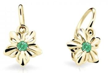 Cutie Jewellery Dětské kytičkové náušnice ze žlutého zlata C2238-10-X-1 zelená