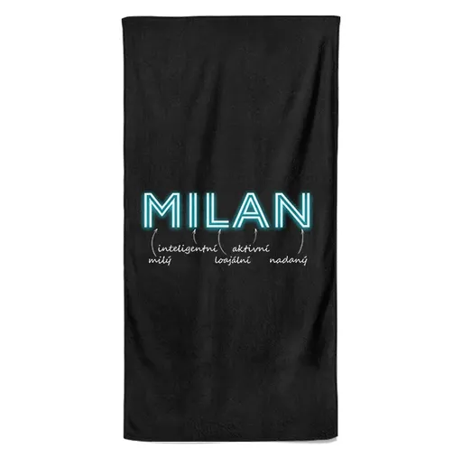 Osuška Mužská jména – NEON (Jméno: Milan, Velikost osušky: 70x140cm)