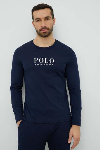 Bavlněná košile s dlouhým rukávem Polo Ralph Lauren tmavomodrá barva, s potiskem