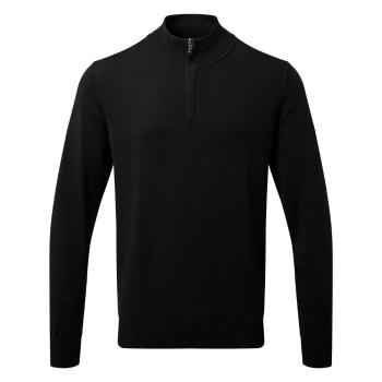Asquith & Fox Pánský svetr s 1/4 zipem - Černá | M