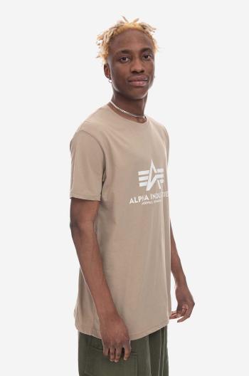 Bavlněné tričko Alpha Industries Basic T-Shirt béžová barva, s potiskem, 100501.679-beige