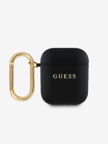 Guess PU Grained Classic Logo Pouzdro pro AirPods 1/2 Black Tok Lila
