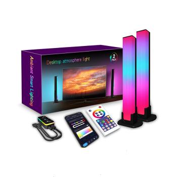 LED lámpa szett , 2 db , 28 cm, asztali , távirányítóval , RGB + IC (digitális) , dimmelhető , USB , WIFI/Bluetooth , TUYA , LEDISSIMO AMBIENT LIGHT