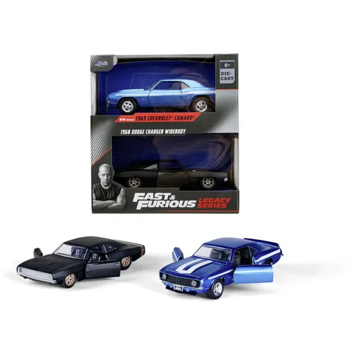 Jada Rychle a zběsile Twin Pack Chevrolet Camaro 1969 a Dodge Charge Wide Body 1968, 1:32 Wave