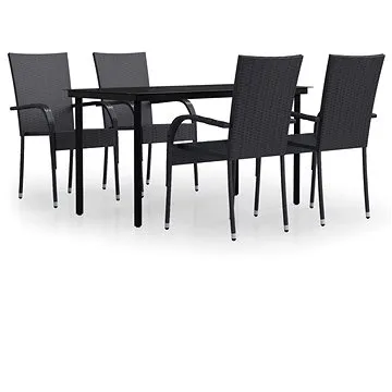 5dílný zahradní jídelní set černý, 3099379 (3099379)