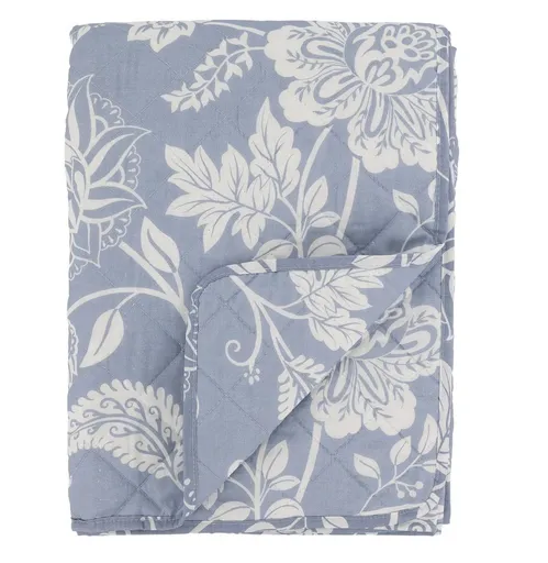Modrý bavlněný přehoz s květy Aix Quilt - 130*180 cm Chic Antique