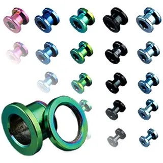 Tunel do ucha z titanu, anodizovaný, více barev se šroubováním - Tloušťka : 1.6 mm, Barva piercing: Modrá