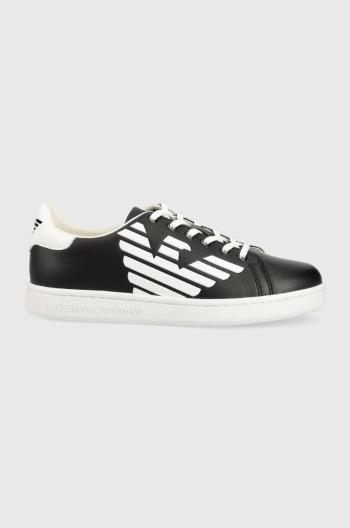 Dětské kožené sneakers boty EA7 Emporio Armani černá barva