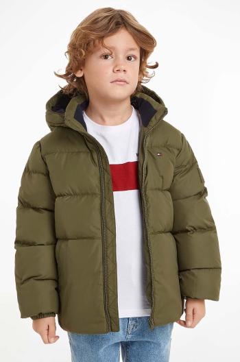 Dětská bunda Tommy Hilfiger zelená barva, KB0KB08341