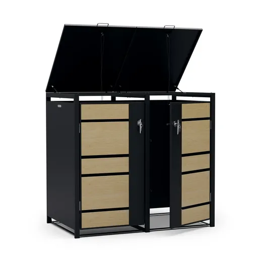 Blumfeldt BinSafe, box na odpadky, 2 odpadkové koše, 240 l, uzamykatelný, pozinkovaná ocel odolná vůči povětrnostním vlivům