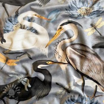Dekorációs anyag VELVET Heron bird steel grey