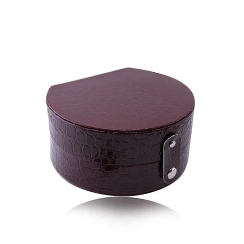 Bordó šperkovnice - imitace krokodýlí kůže, půlkruhový tvar, patentové zapínání