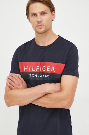 Bavlněné tričko Tommy Hilfiger tmavomodrá barva, s potiskem