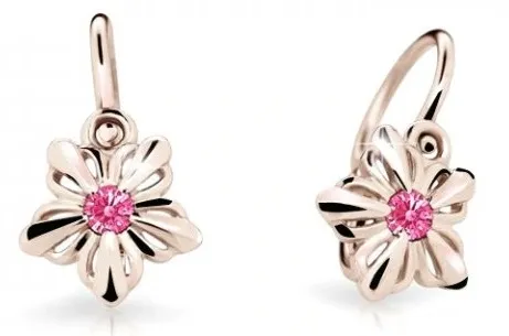Cutie Jewellery Dětské kytičkové náušnice z růžového zlata C2238-10-X-4 fuchsiová