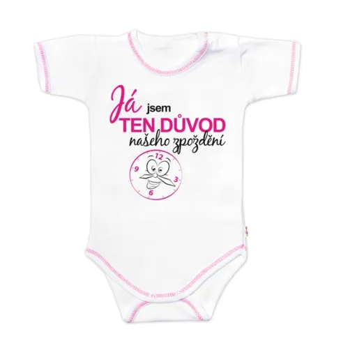 Baby Nellys Body kr.rukáv - Já jsem TEN DŮVOD našeho zpoždění,vel.80