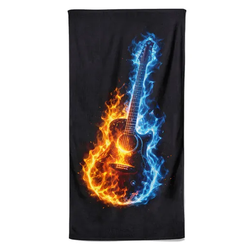 Osuška Kytara v plamenech (Velikost osušky: 70x140cm)