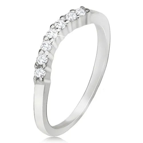Prsten ze stříbra 925, čirý zirkonový oblouk - Velikost: 49