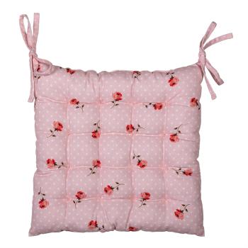 Růžový bavlněný podsedák s výplní s růžemi Dotty Rose  - 40*40*4 cm DTR29