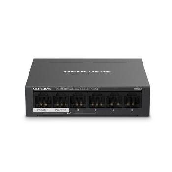 MERCUSYS switch MS106LP (6x100Mb/s, 4xPoE+, 40W, fanless)