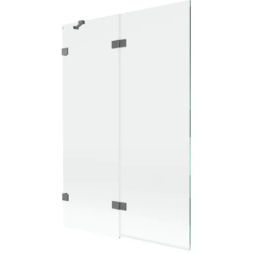 MEXEN/S Lunar vanová zástěna 2-křídlová levá 120 x 150, transparent, grafit metal 897-120-100-95-00-L